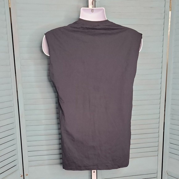 Dec. 25th Christmas Reindeer & Sloth T-Shirt ~ Sz M ~ Dark Blue ~Cut off Sleeves - Picture 4 of 5